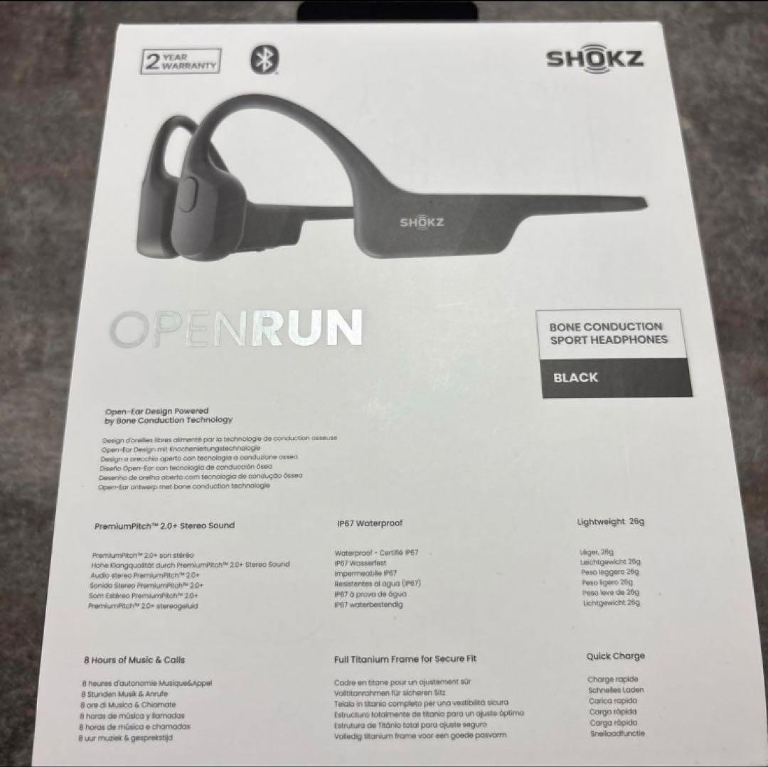 【美品】SHOKZ OPENRUN 骨伝導イヤホン ブラック