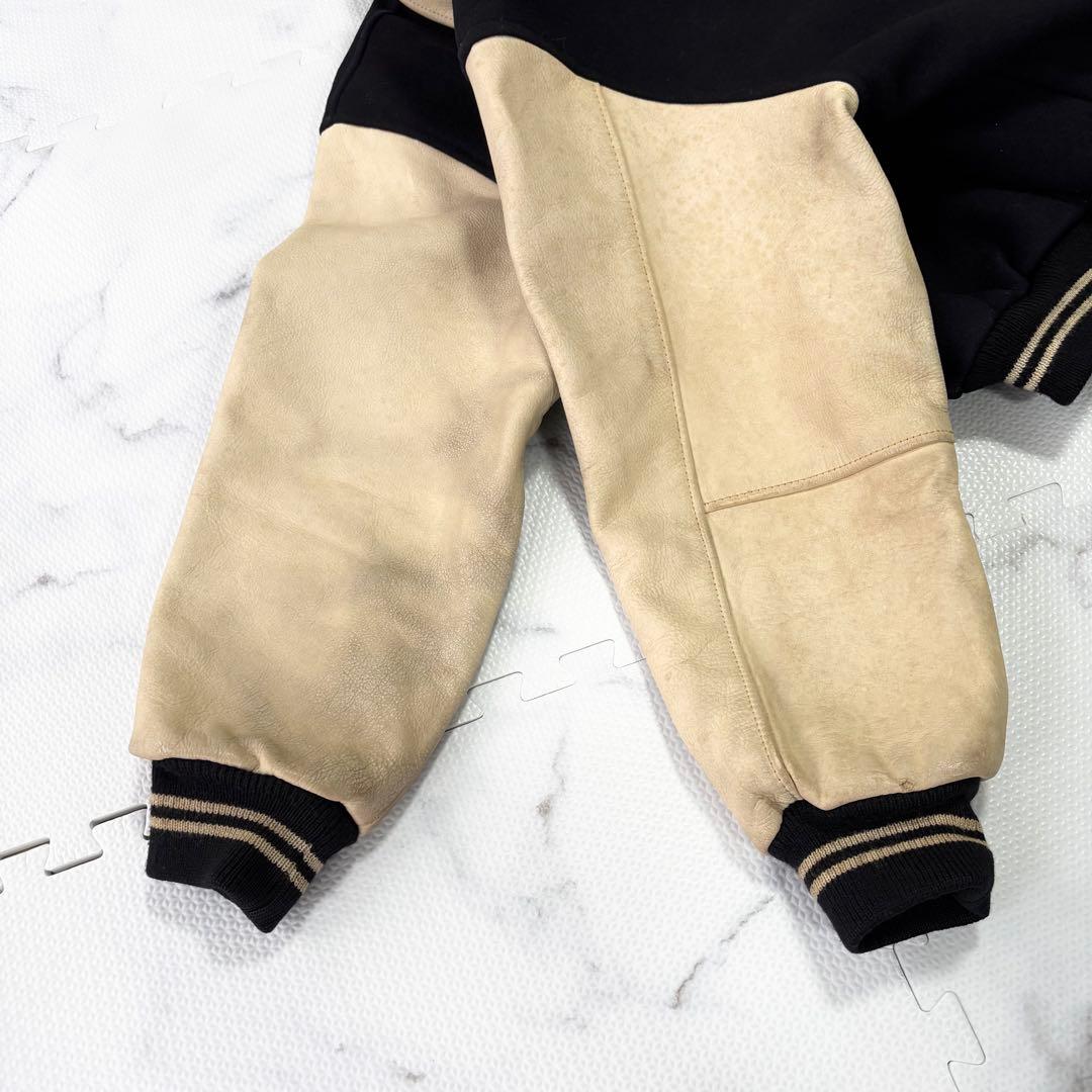 ✨大人気✨VAN JACKET ヴァン　 スタジャン袖レザー　アーチロゴ　紺L