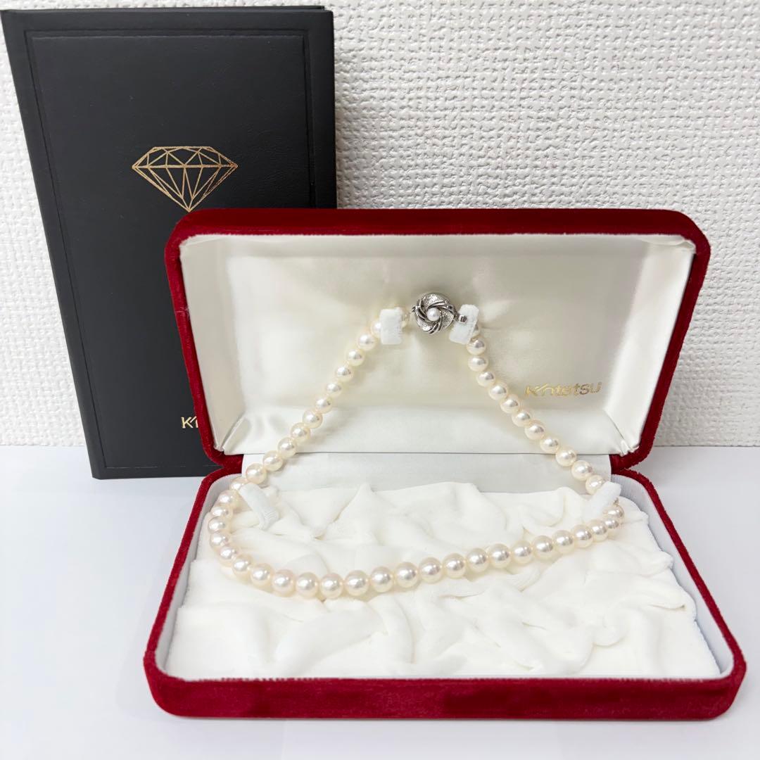 ♦︎近鉄百貨店購入 パールネックレス 8〜8.5mm 50珠 留め具シルバー 箱付