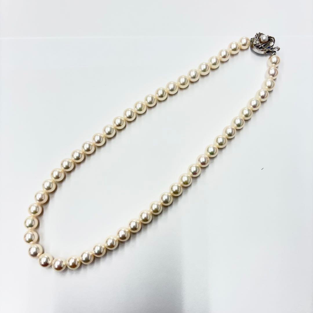 ♦︎近鉄百貨店購入 パールネックレス 8〜8.5mm 50珠 留め具シルバー 箱付