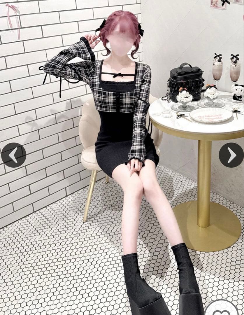 HONEY MEW チェックリボンドッキングワンピース ハニーミュウ