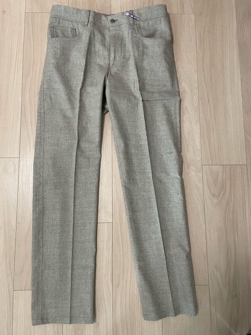 【美品】リングヂャケットナポリ 5ポケットトラウザーズ グレージュ 46