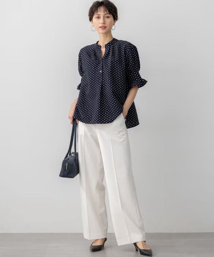 23区 ドットプリント サッカー ブラウス