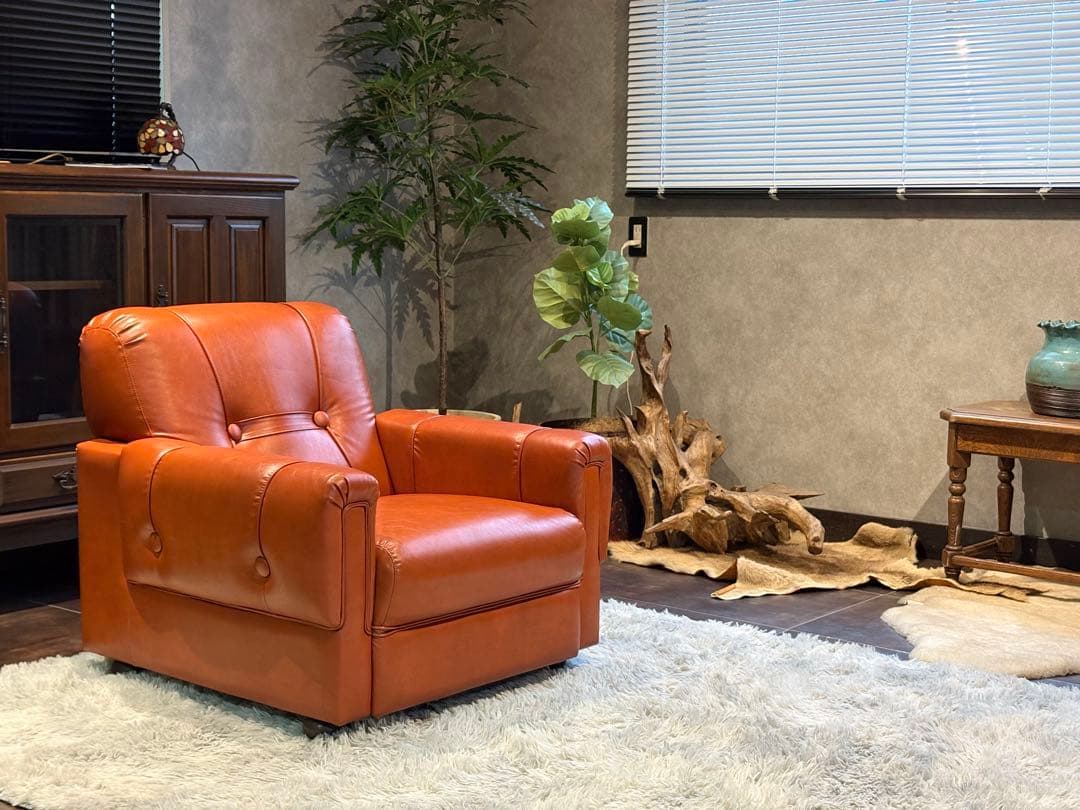 カリモク　karimoku オレンジソファ　タフティング　ヴィンテージ　SG