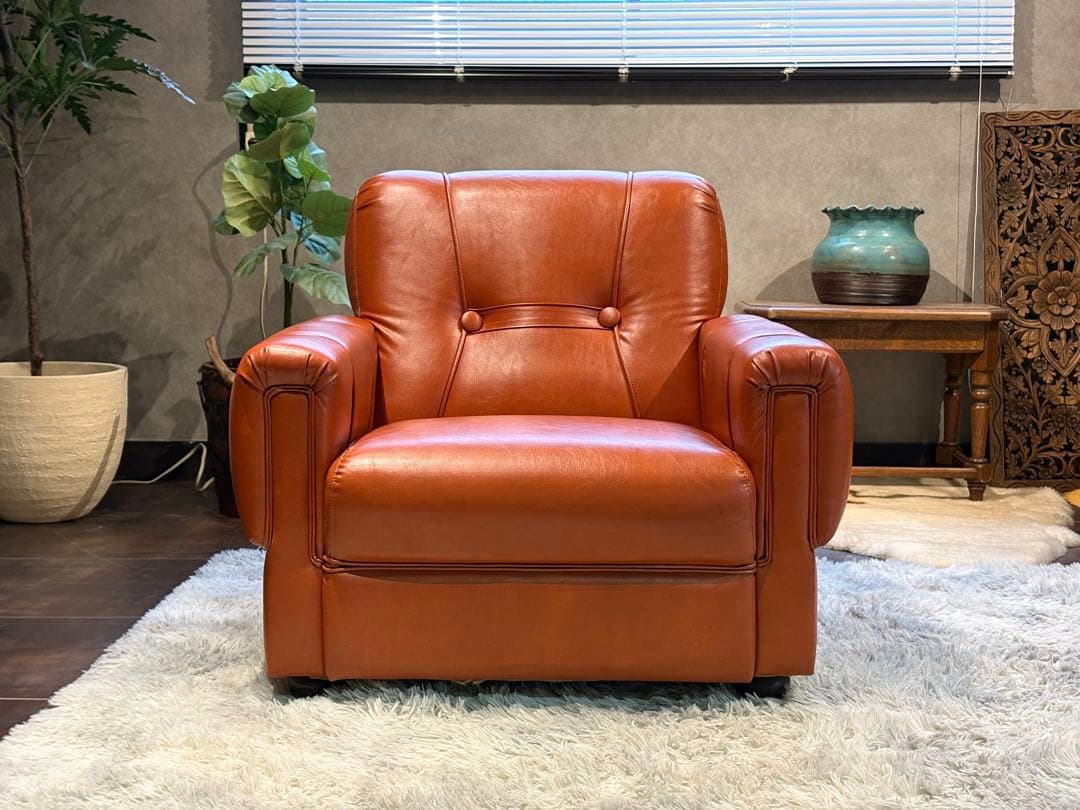 カリモク　karimoku オレンジソファ　タフティング　ヴィンテージ　SG