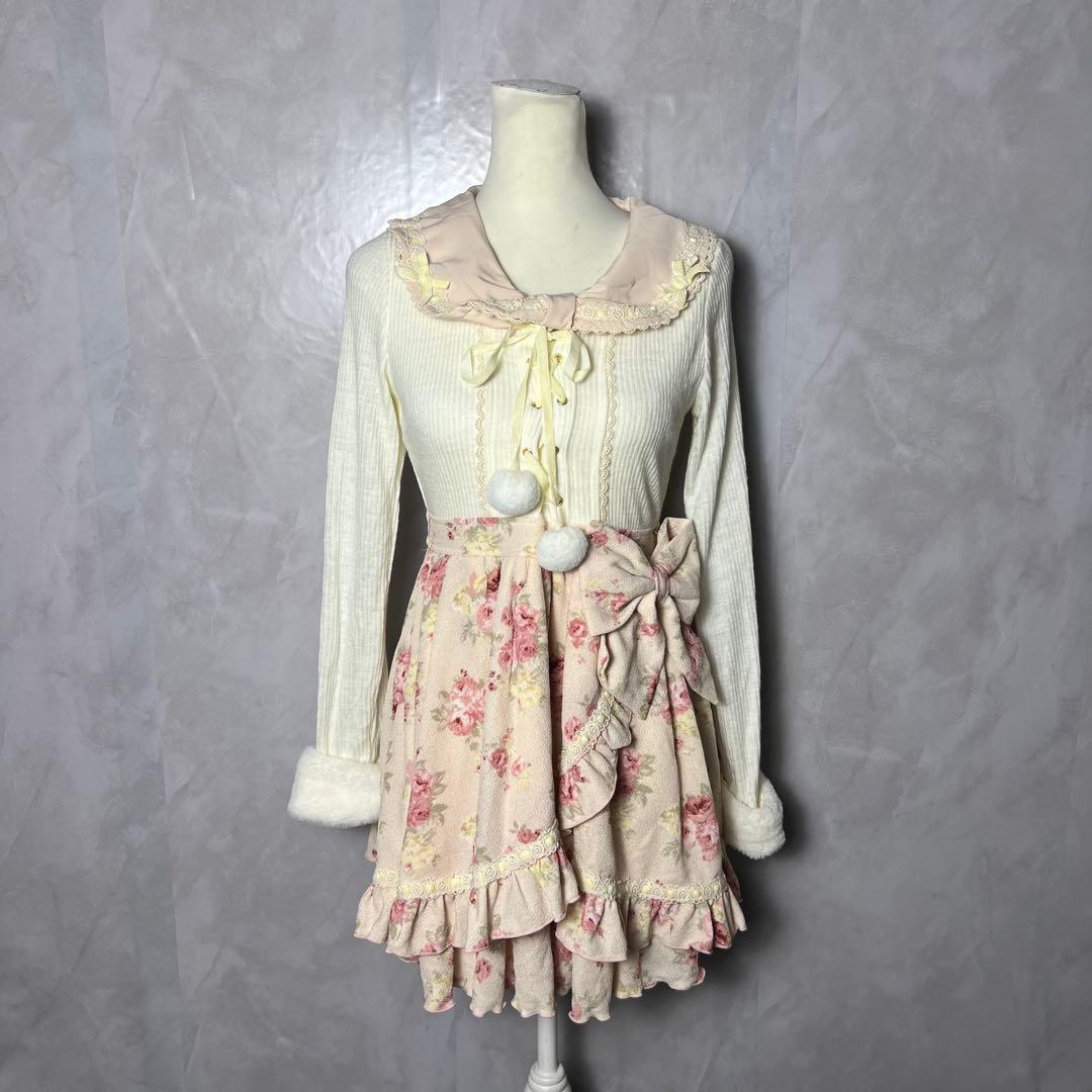 リズリサ リボン ワンピース 花柄 フリル ガーリー 姫ギャル ロリータ