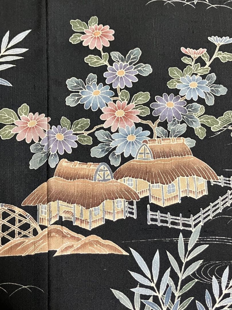 赤城紬 草木染工房 付下げ 正絹 茶屋辻 友禅 落款 証紙 美品 イ6426