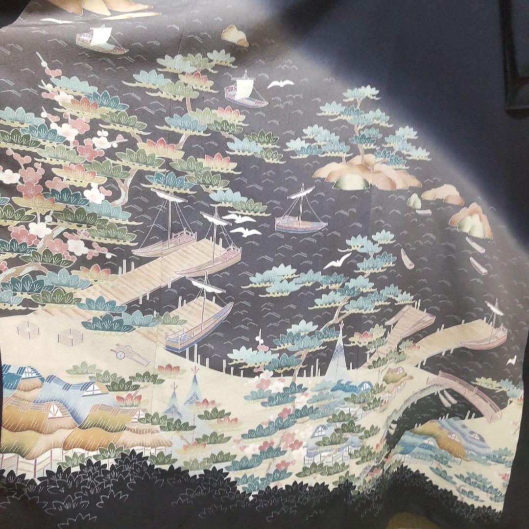 正絹 作家物 未使用品 黒留袖 着物リメイク ロングドレス セミオーダー