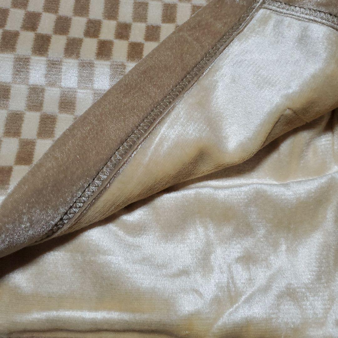 絹100%　シルク毛布 格子柄