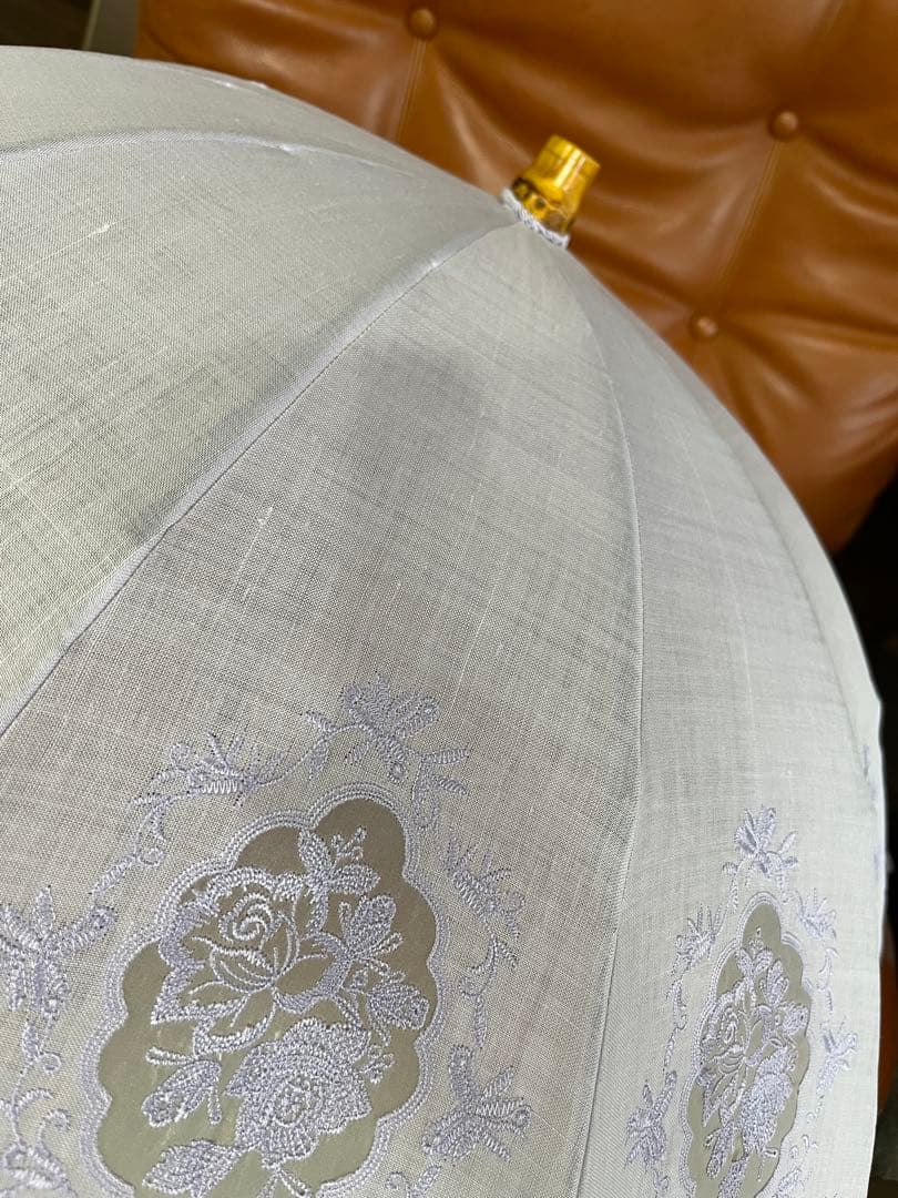 福井洋傘♡刺繍入りライラック日傘 折りたたみ式