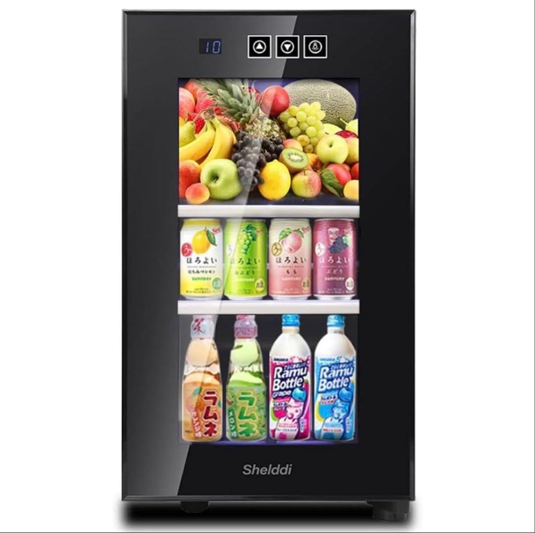 小型冷蔵庫 23L 静音 おしゃれ 省エネ 家庭用 前開き 透明ガラスドア