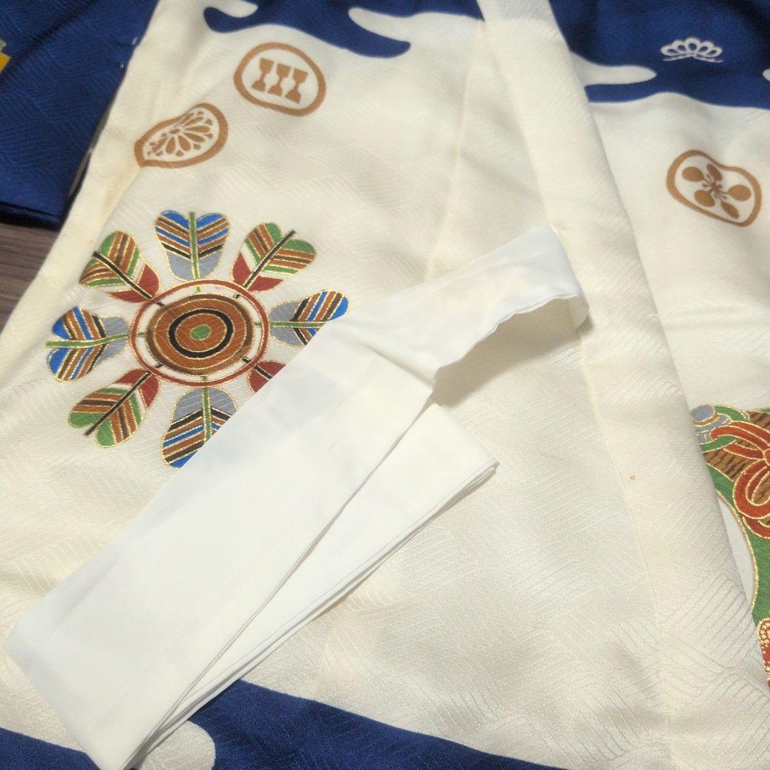 【美品 当日発送】753 5歳 3歳 被布 男の子 着物 ブルー 七五三