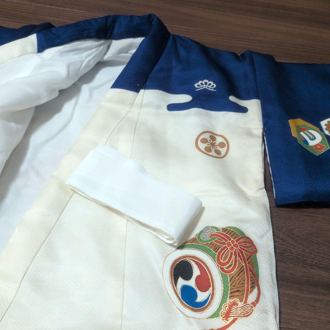 【美品 当日発送】753 5歳 3歳 被布 男の子 着物 ブルー 七五三