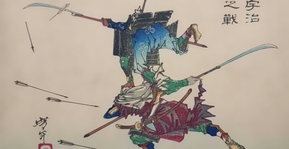 浮世絵版画、芳年略画4枚売り中版、天狗、頼政、忠盛、宇治の戦い、明治15年出版