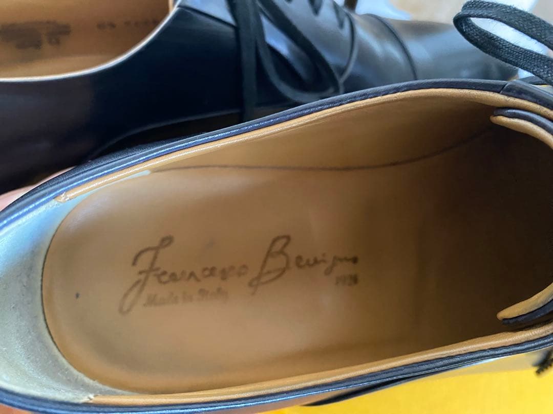 未使用フランチェスコベニーニョ内羽根ストレートチップ黒6.5 25.5〜26cm