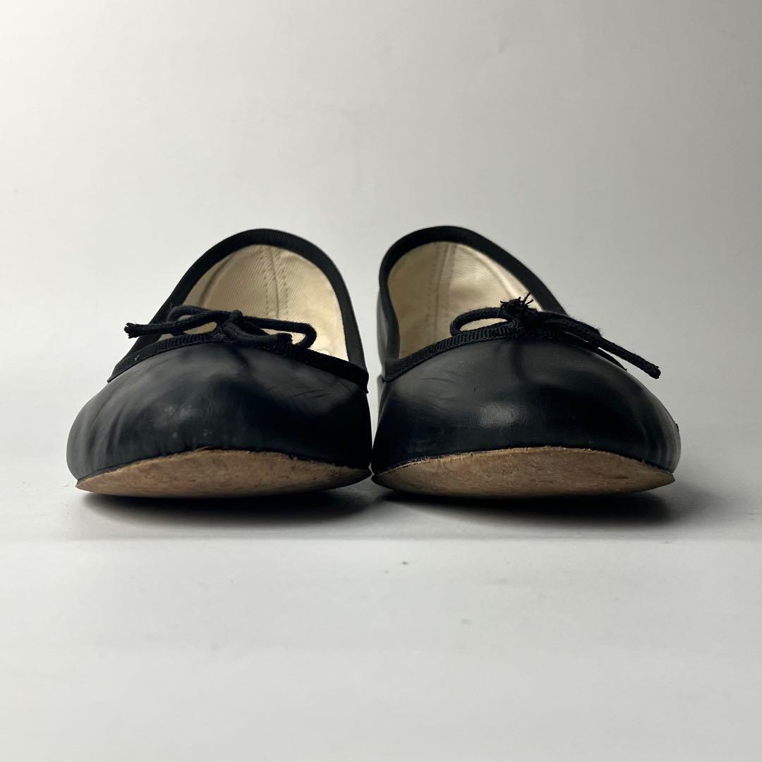 【美品】repetto カミーユ　リボン　バレエシューズ　太ヒール　黒　36