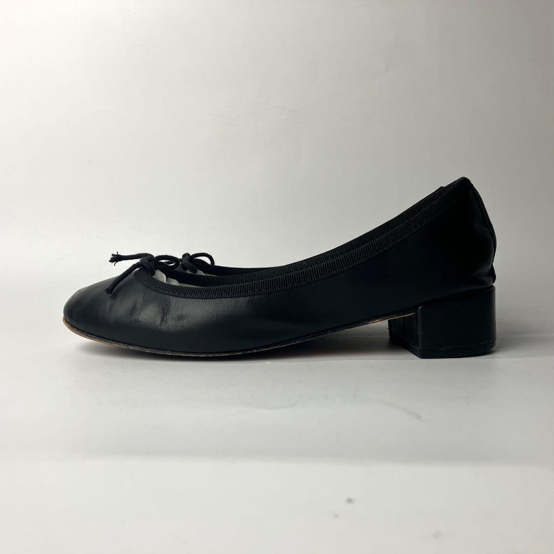 【美品】repetto カミーユ　リボン　バレエシューズ　太ヒール　黒　36