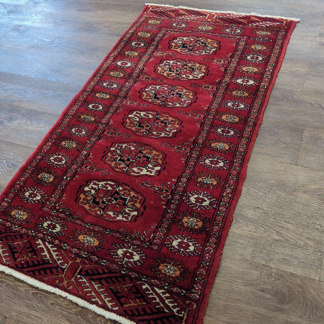 ヴィンテージラグ　パキスタン　トライバルラグ　手織り絨毯　ウール　コットン