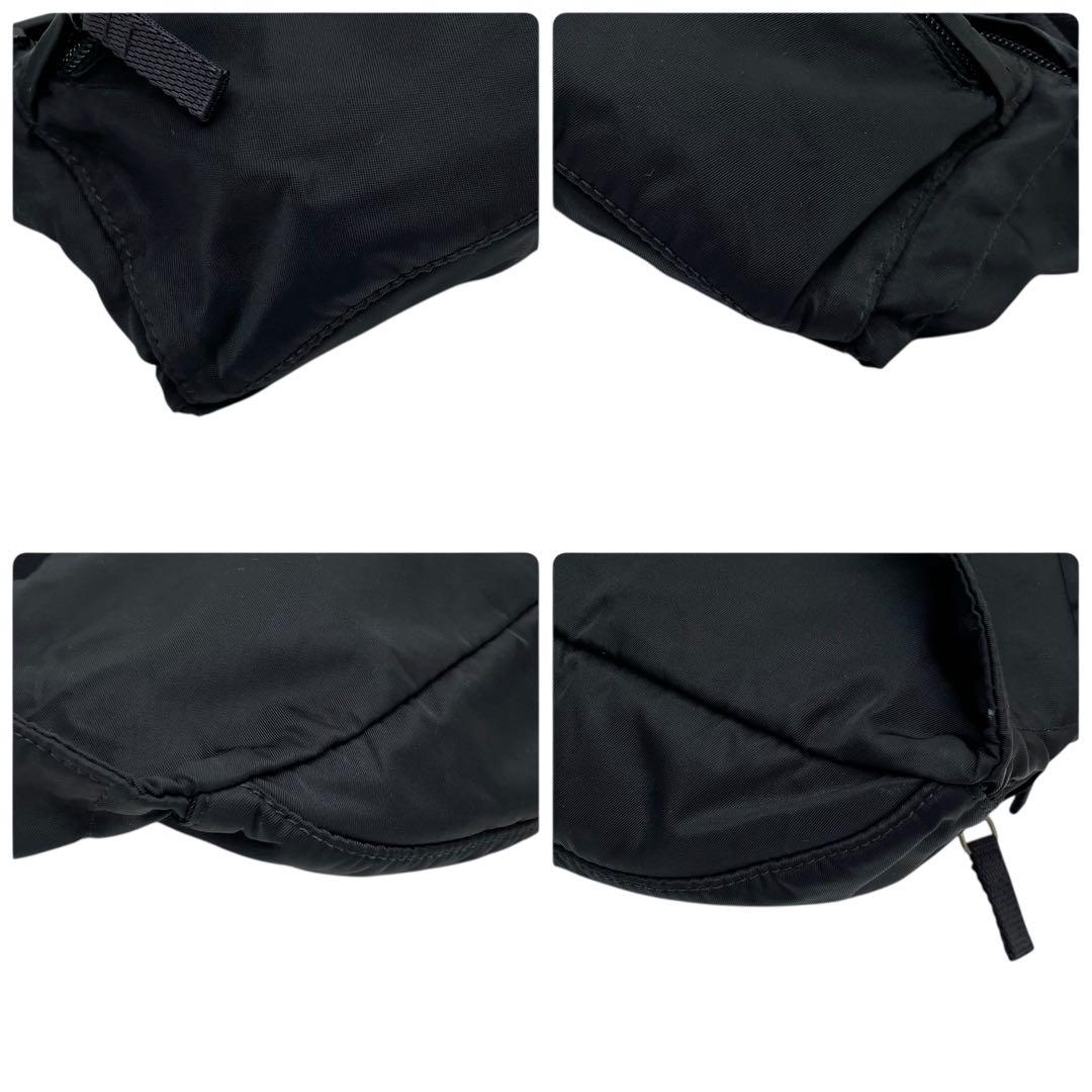 良品 プラダ ナイロン 三角プレートロゴ ウエスト ボディ バッグ ブラック.