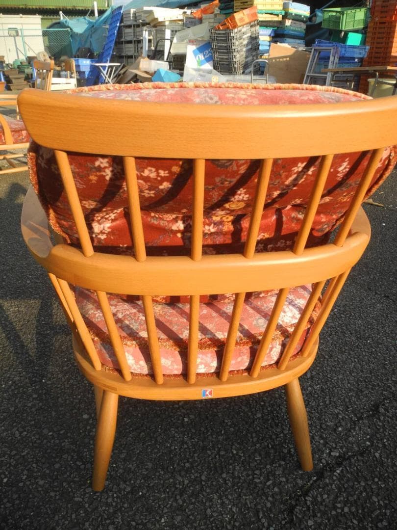 こ*う様 C15３）キツツキマークの飛騨産業　アームチェア／旧ロゴ　ヴィンテージ