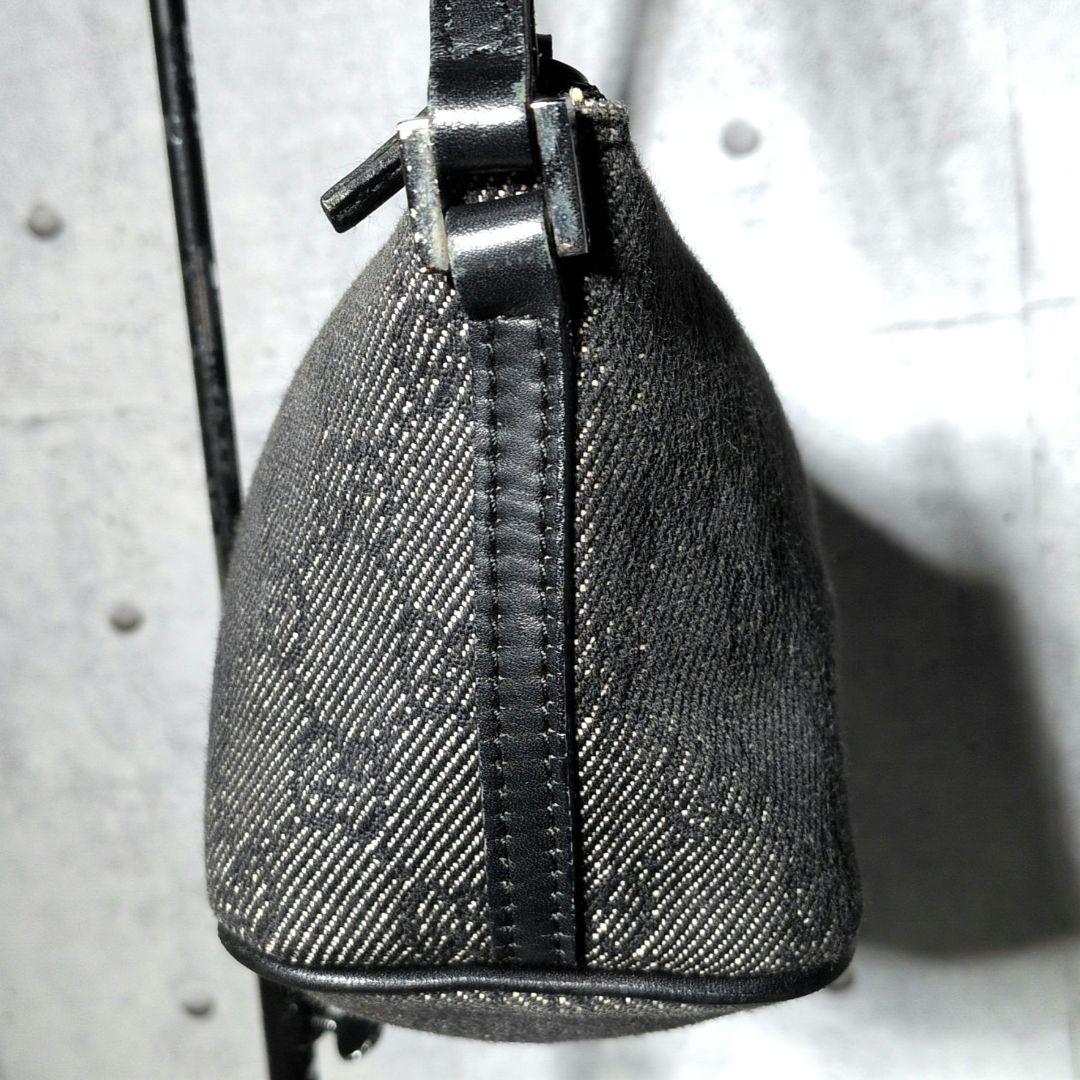 【美品】グッチ　アクセサリーポーチ　GGキャンバス　デニム調　07198　グレー