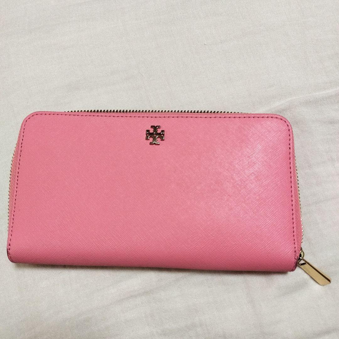 Tory Burch ピンクレザー長財布　牛革美品