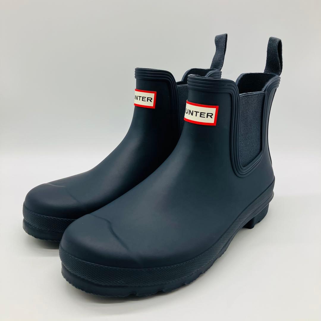 HUNTER サイドゴア チェルシー レイン ブーツ 紺 ネイビー UK6 25