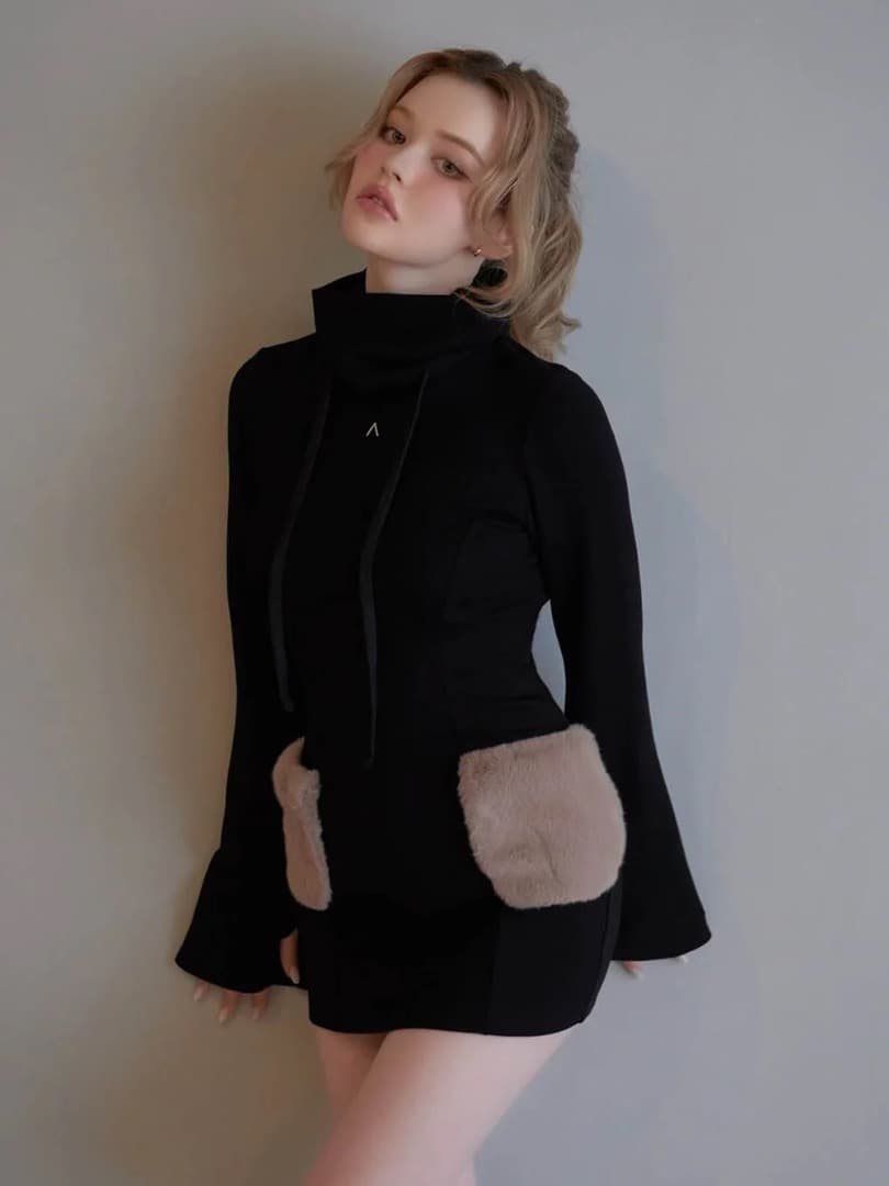 アンドマリー ANDMARY Fur pocket mini dress ワンピ