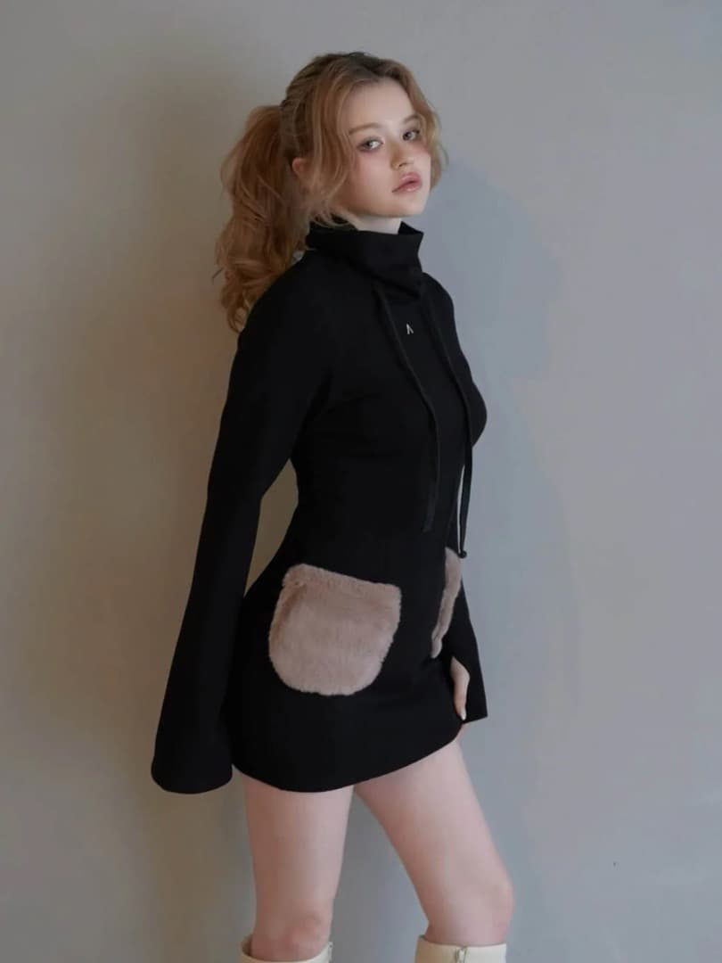 アンドマリー ANDMARY Fur pocket mini dress ワンピ