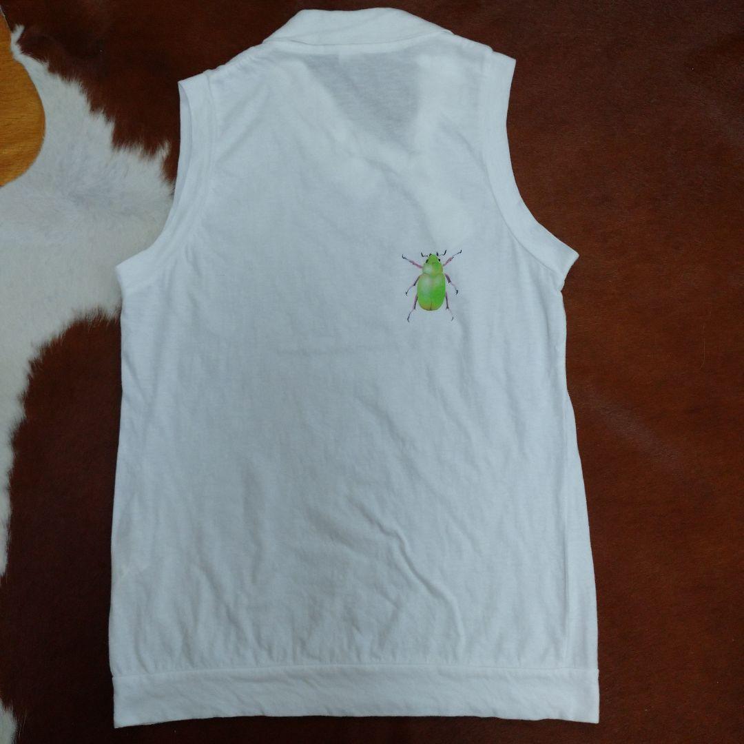 Y'sレディース襟付きバックプリントノースリーブ