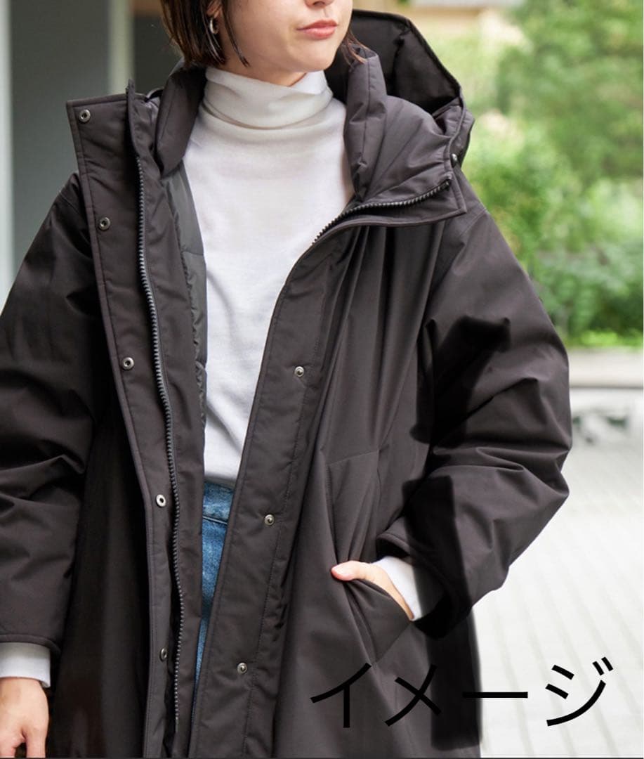 【美品】スピック＆スパン 撥水フーデッドダウンコート サイズ３６／黒