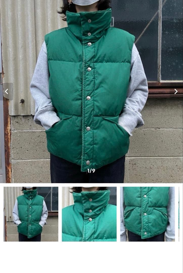 古着 70s.80'S JCPENNY ハイネック ダウンベスト スナップボタン