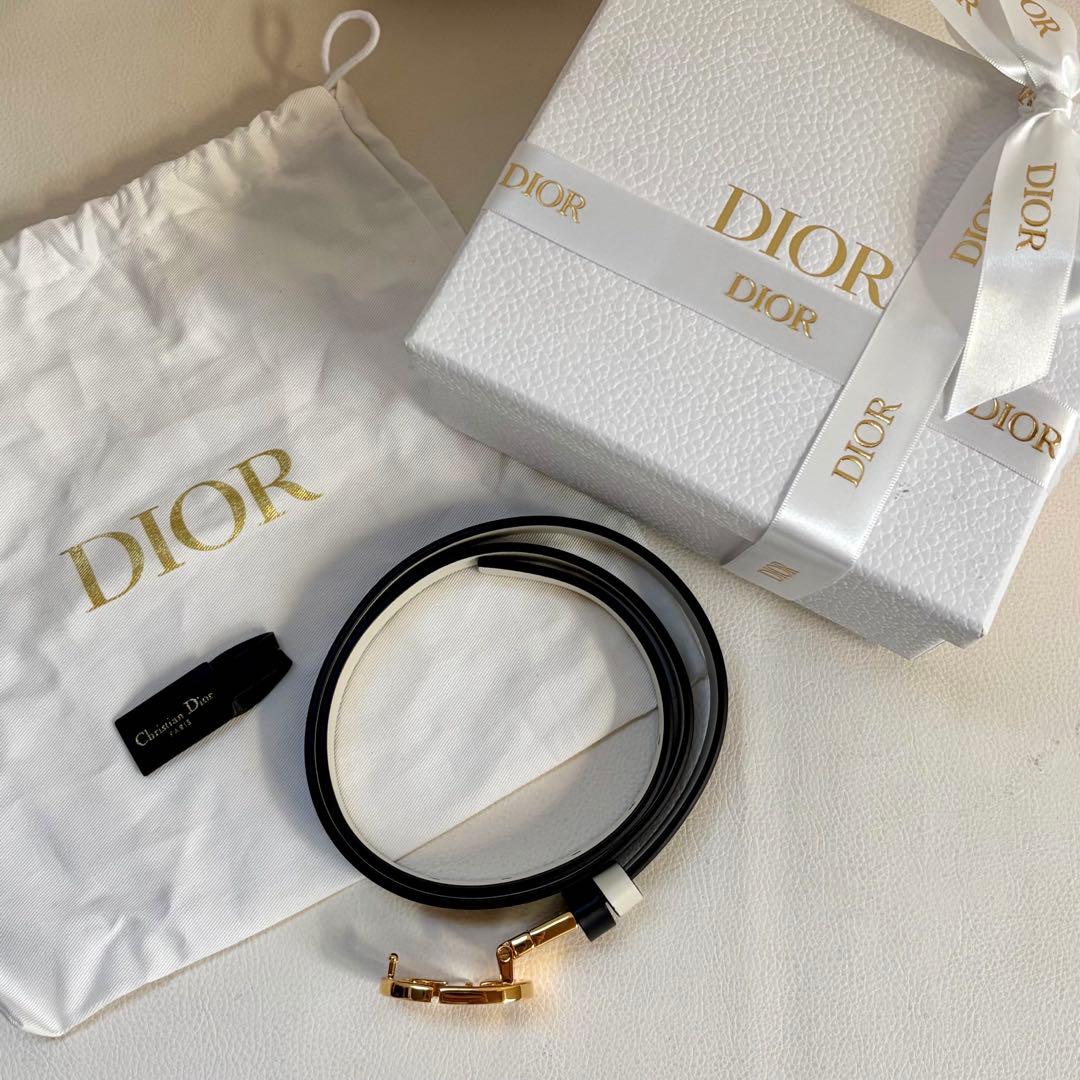 【未使用保管品】【ディオール】30 モンテーニュ ベルト リバーシブル 黒/白