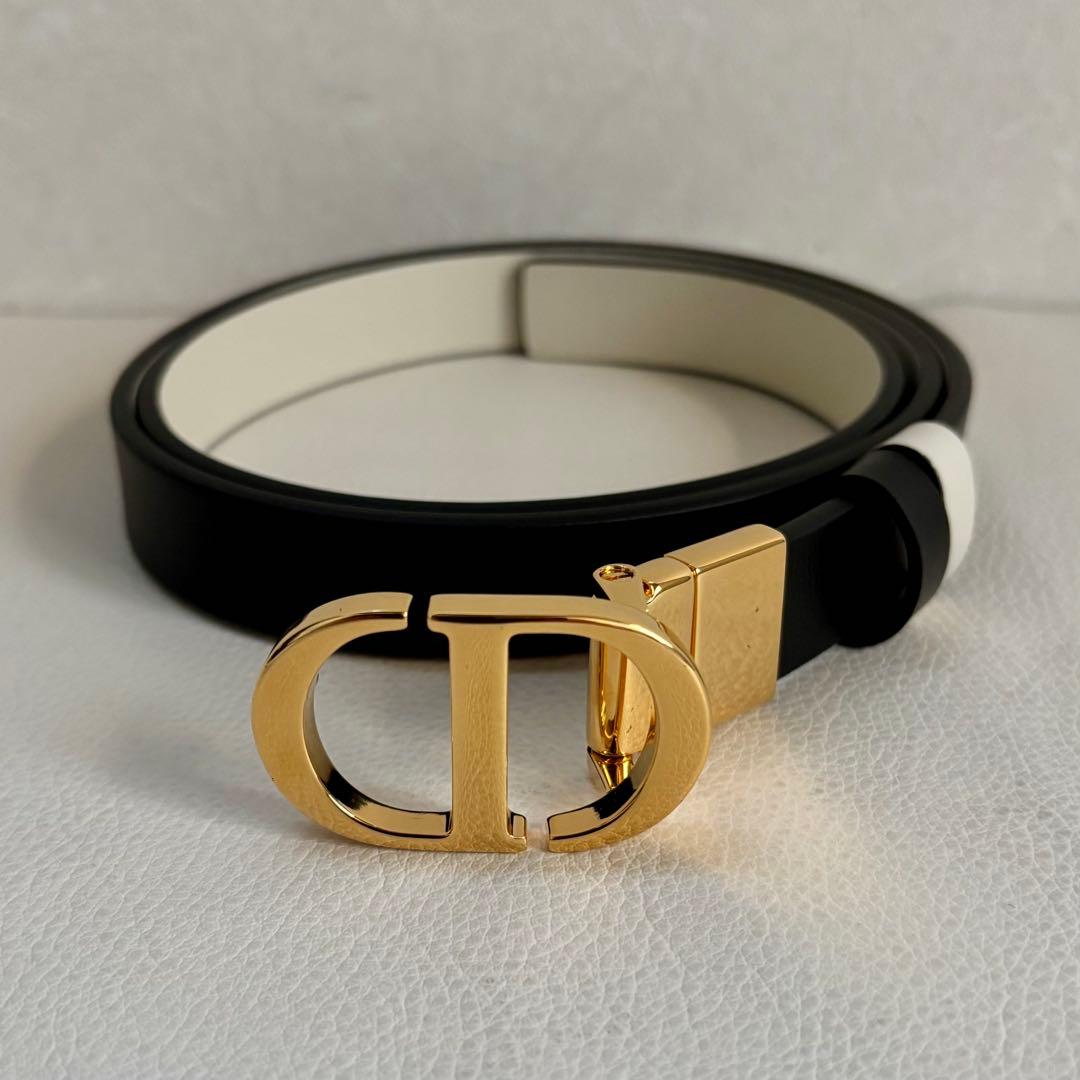【未使用保管品】【ディオール】30 モンテーニュ ベルト リバーシブル 黒/白