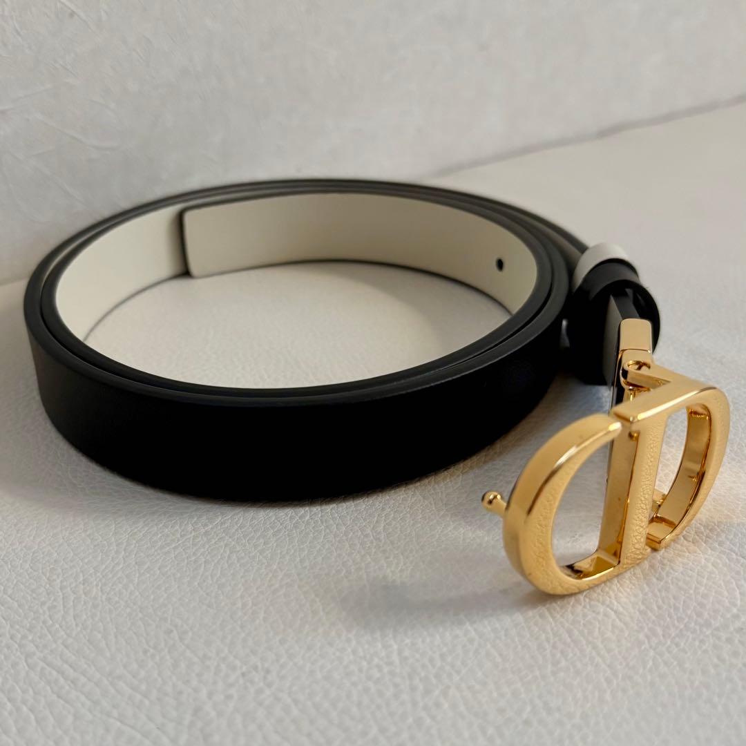 【未使用保管品】【ディオール】30 モンテーニュ ベルト リバーシブル 黒/白