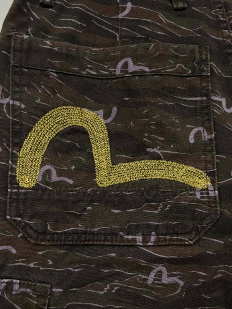 エヴィス エビス リング刺繍カモメ カモフラージュ ハーフ ショートカーゴパンツ
