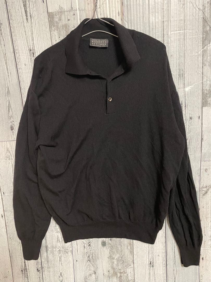 90s イタリア製 BARNEYS NEWYORK メリノウール ニットポロ M