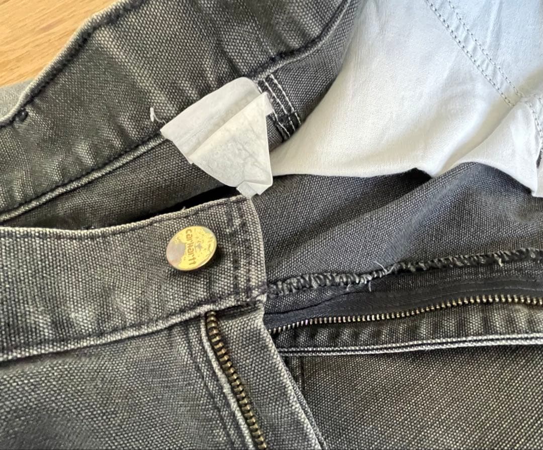 90sカーハートUSA製carharttダブルニー黒ワークパンツダック地フェード