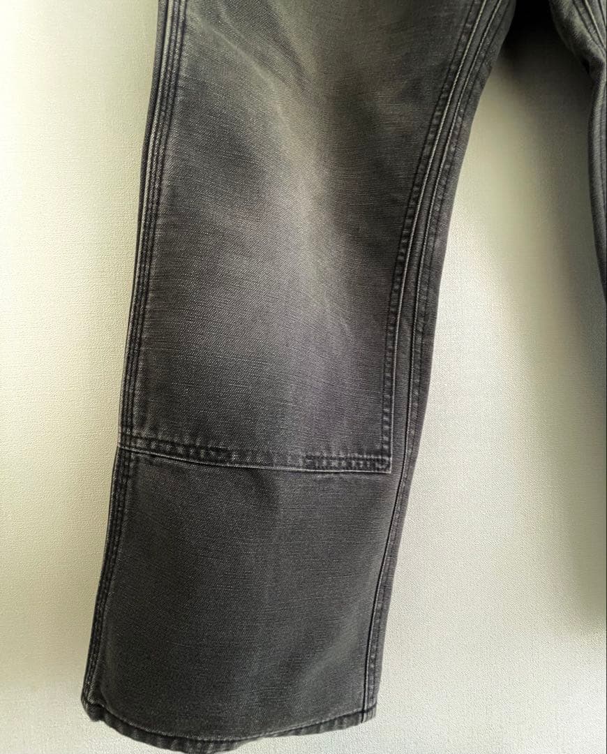 90sカーハートUSA製carharttダブルニー黒ワークパンツダック地フェード