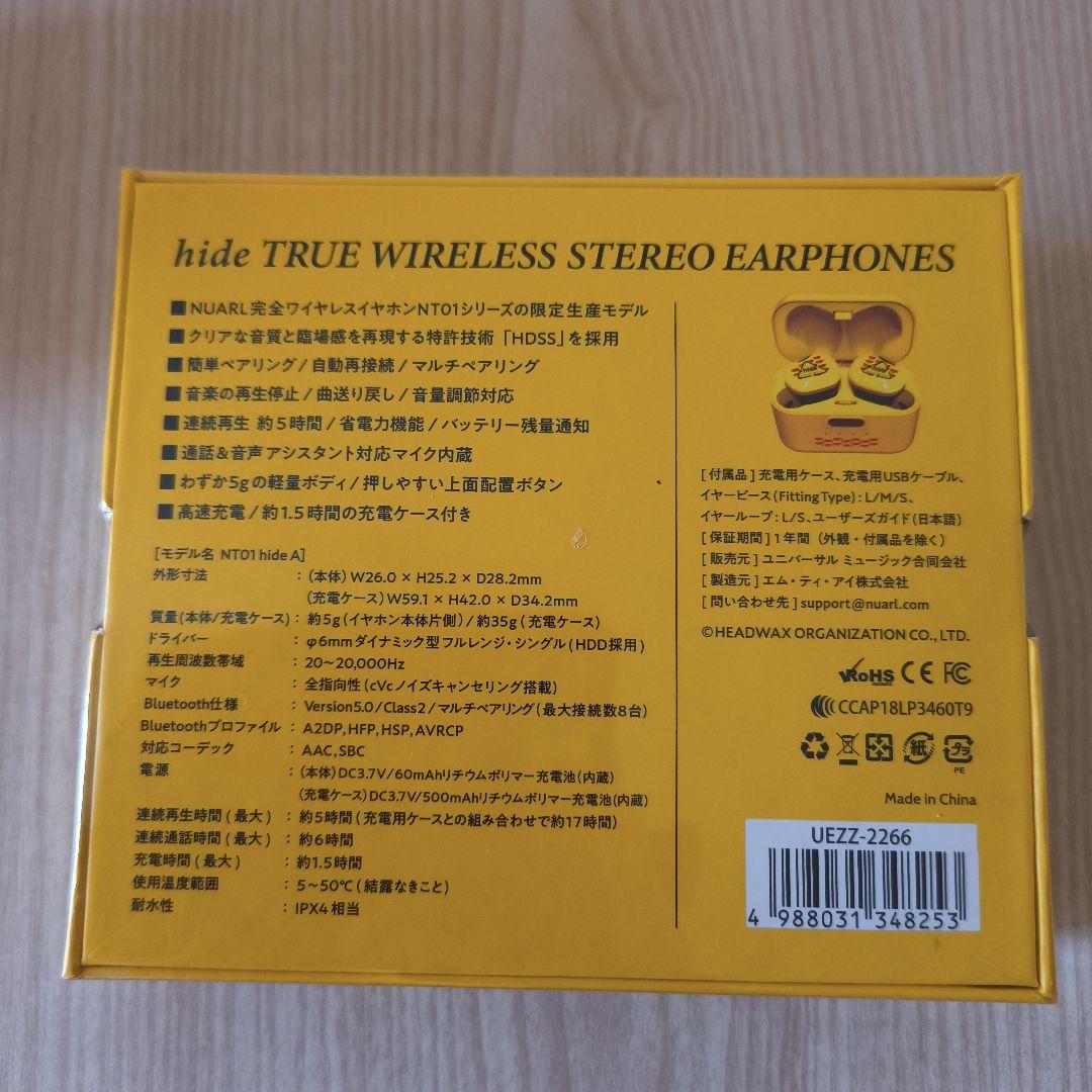 イヤホン hide TRUE WIRELESS STEREO EARPHONES