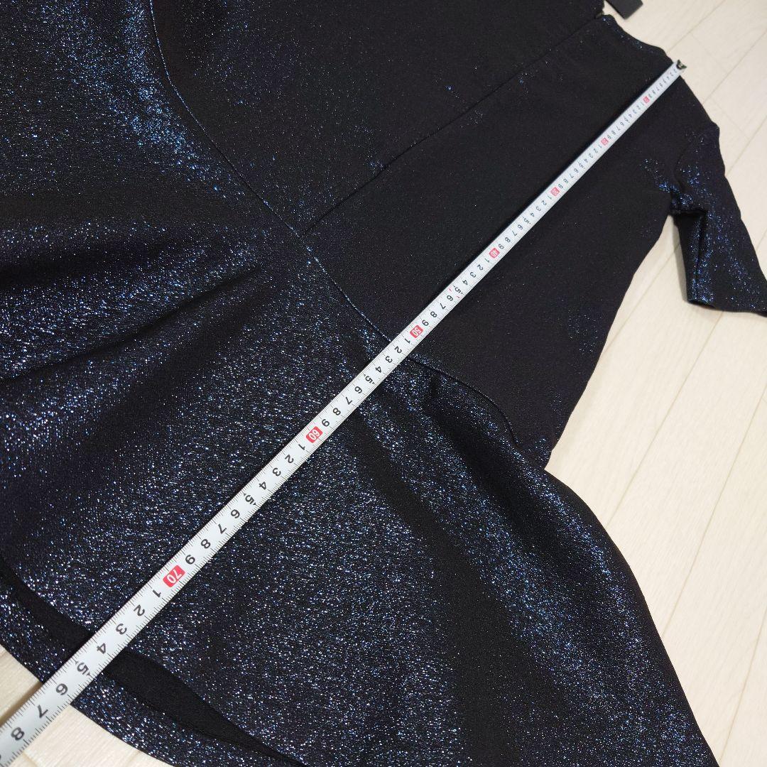 ランバンsize10/140サイズ　フレアカットワンピースドレス　青　キラキラ