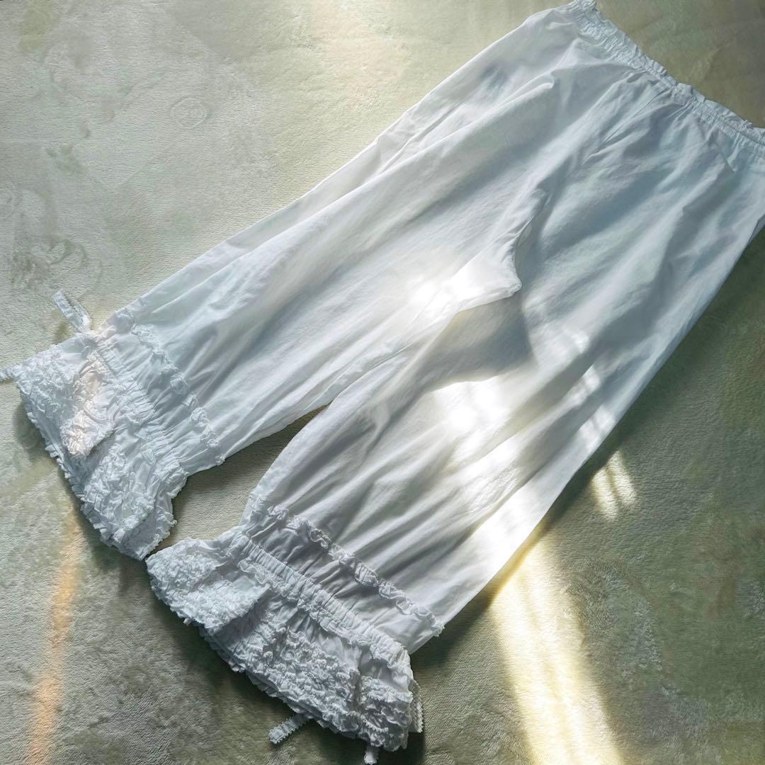 ピンクハウス　ドロワーズ　ピコフリル　リボン　ペチパンツ　白　日本製【P46