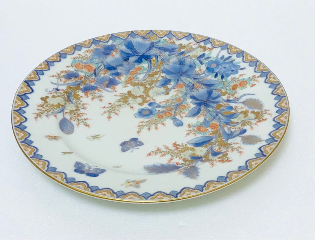 のいばら 明治香蘭社 有田焼 オールド 香蘭社 染錦上絵金彩秋草文8寸皿