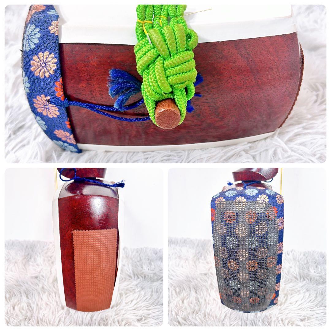 【希少】民謡三味線　中棹　花梨　正寸　3分割 丸打胴　皮やぶれなし　合皮　撥付き