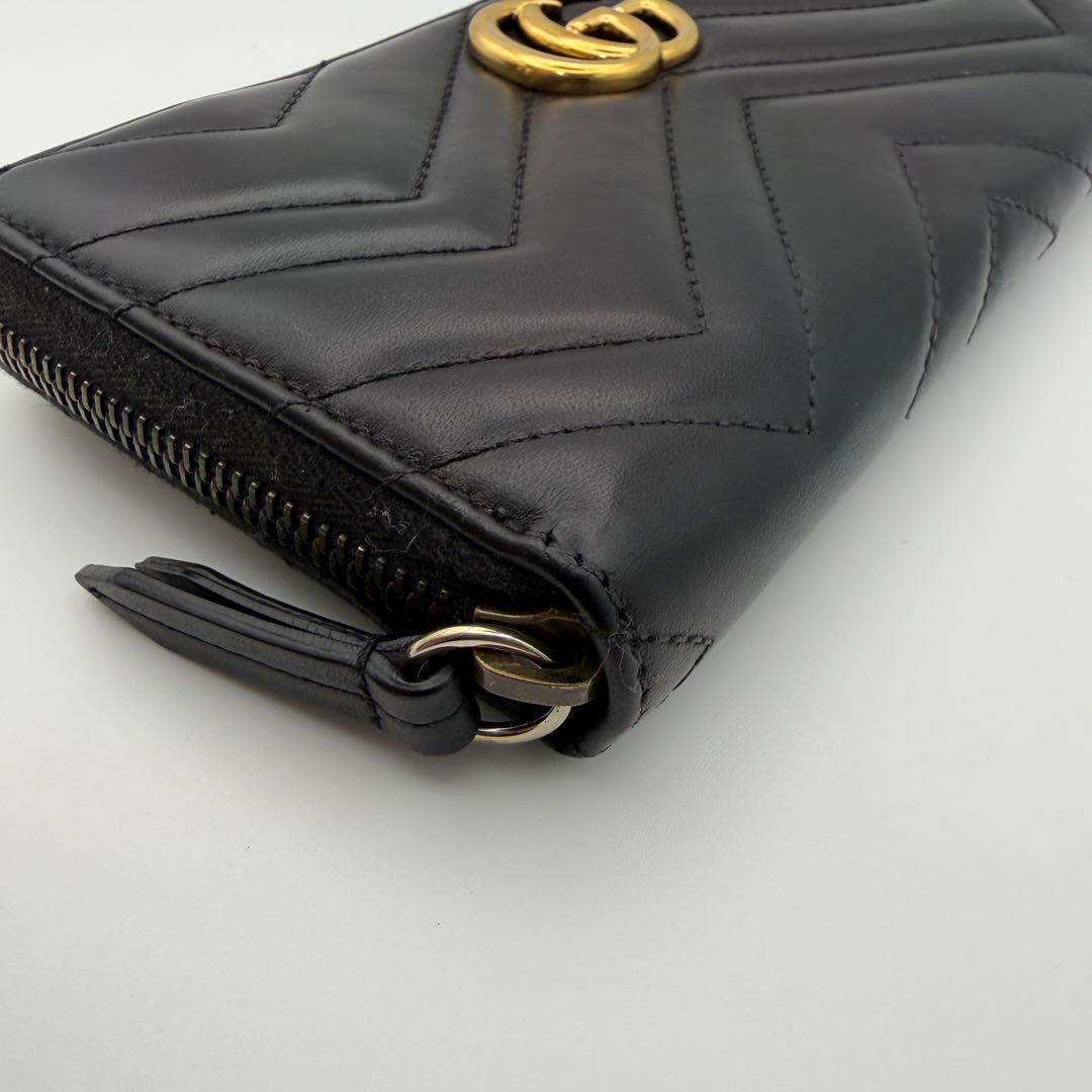 GUCCI グッチ GGマーモント 長財布 ブラック ラウンドファスナー 美品