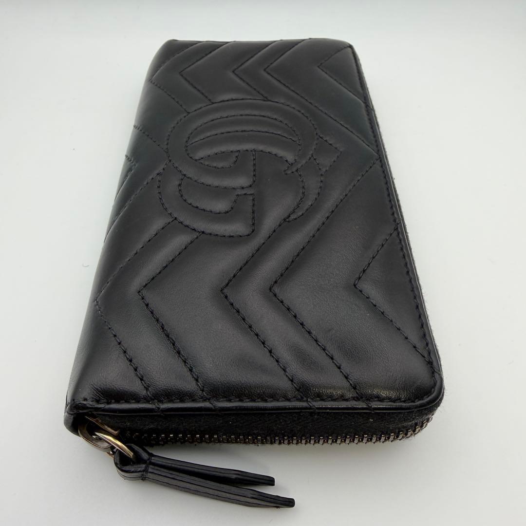 GUCCI グッチ GGマーモント 長財布 ブラック ラウンドファスナー 美品