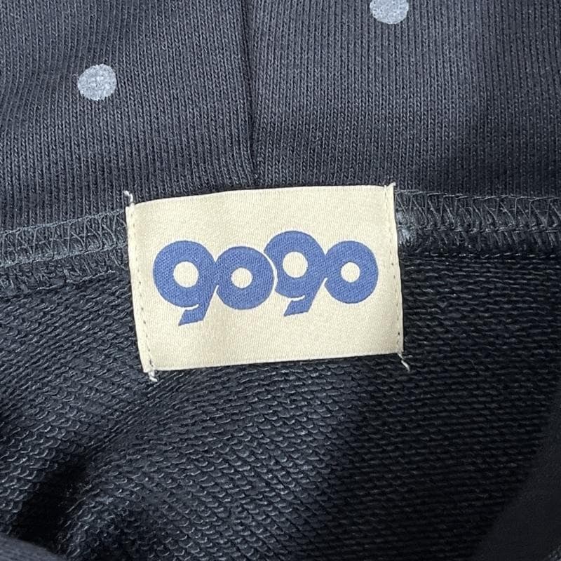 9090/ナインティナインティ/エンジェルドットジップフーディ/刺繍×プリント