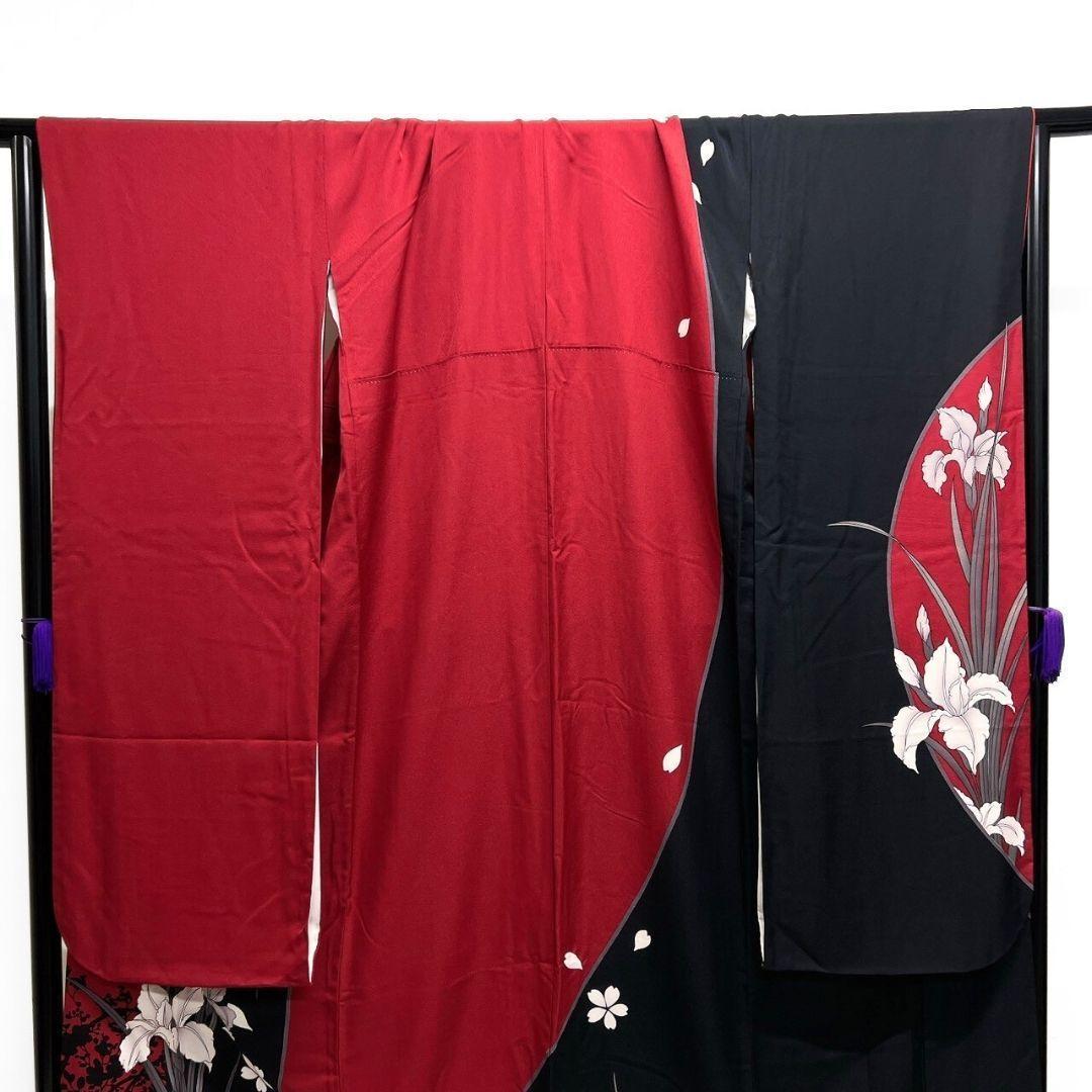 振袖　刺繍　金糸　菖蒲　牡丹　花影　着物　121b p ms