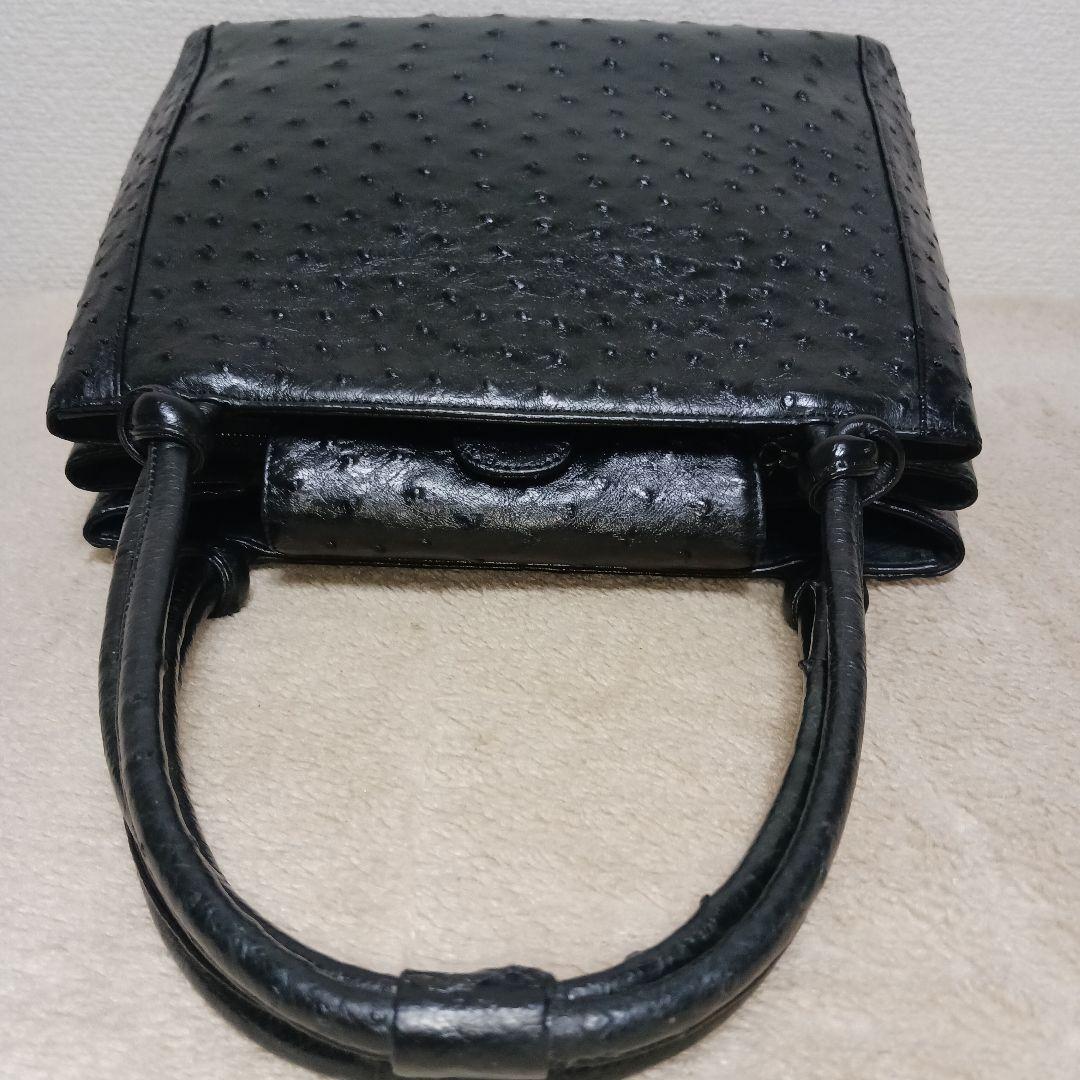 【極美品】JRA認定 OSTRICH ハンドバッグ ブラック 日本製