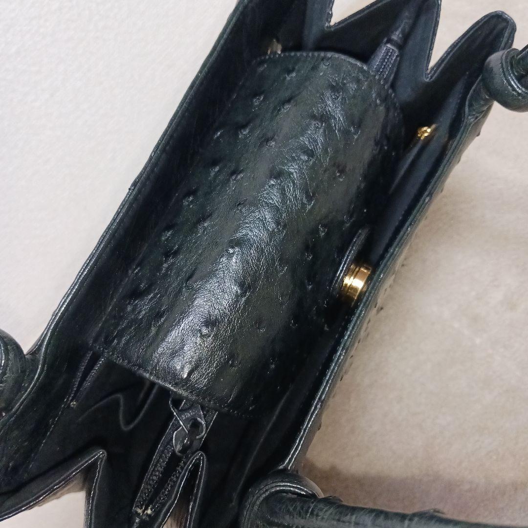 【極美品】JRA認定 OSTRICH ハンドバッグ ブラック 日本製